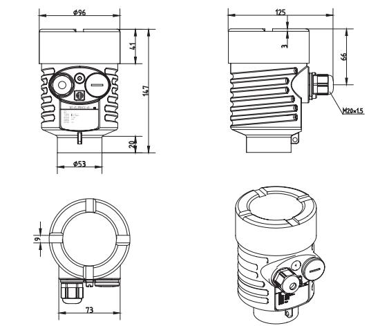 高溫喇叭天線雷達物位計外形尺寸圖